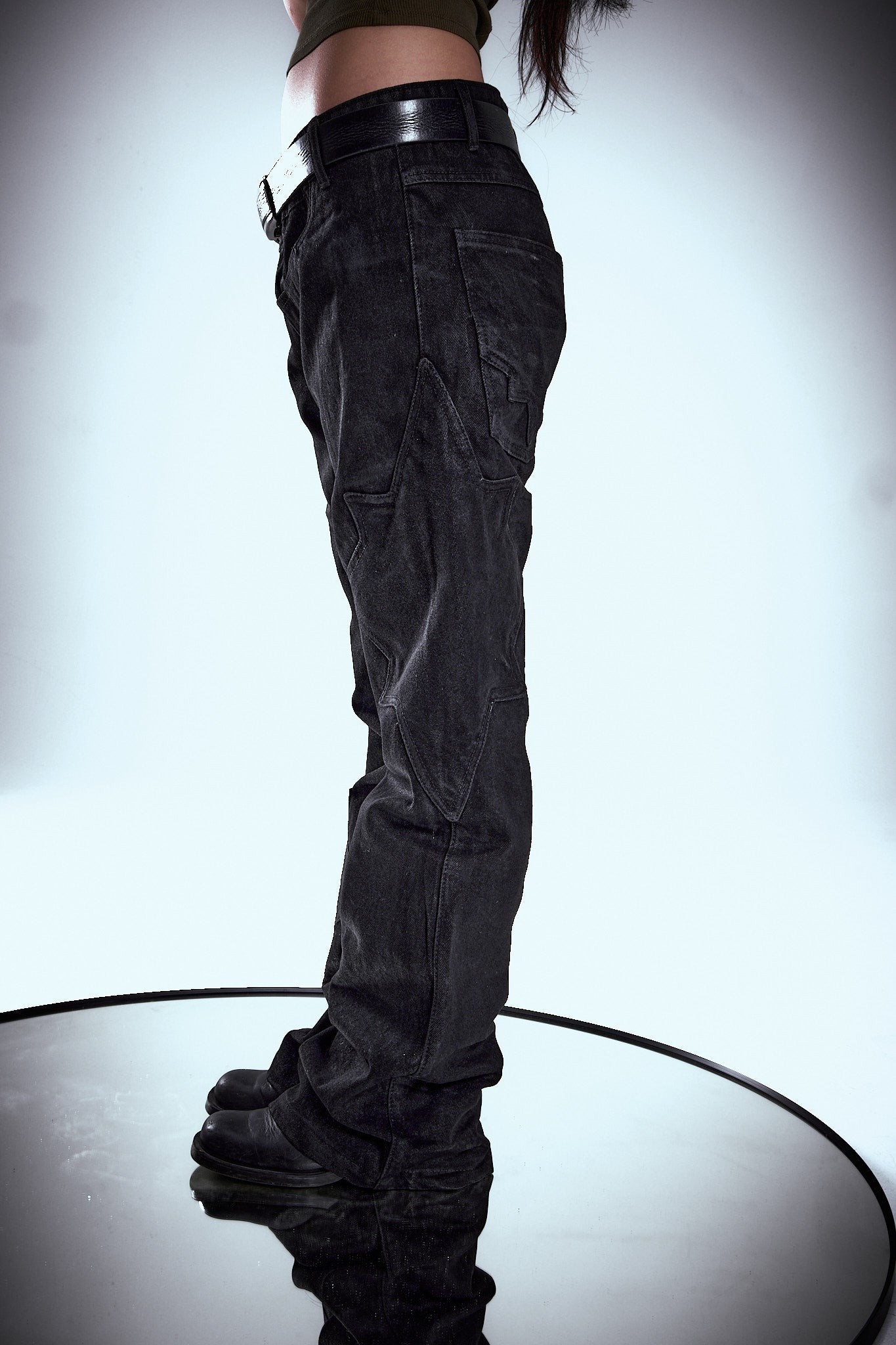 Black On Black Wax Denim Pants