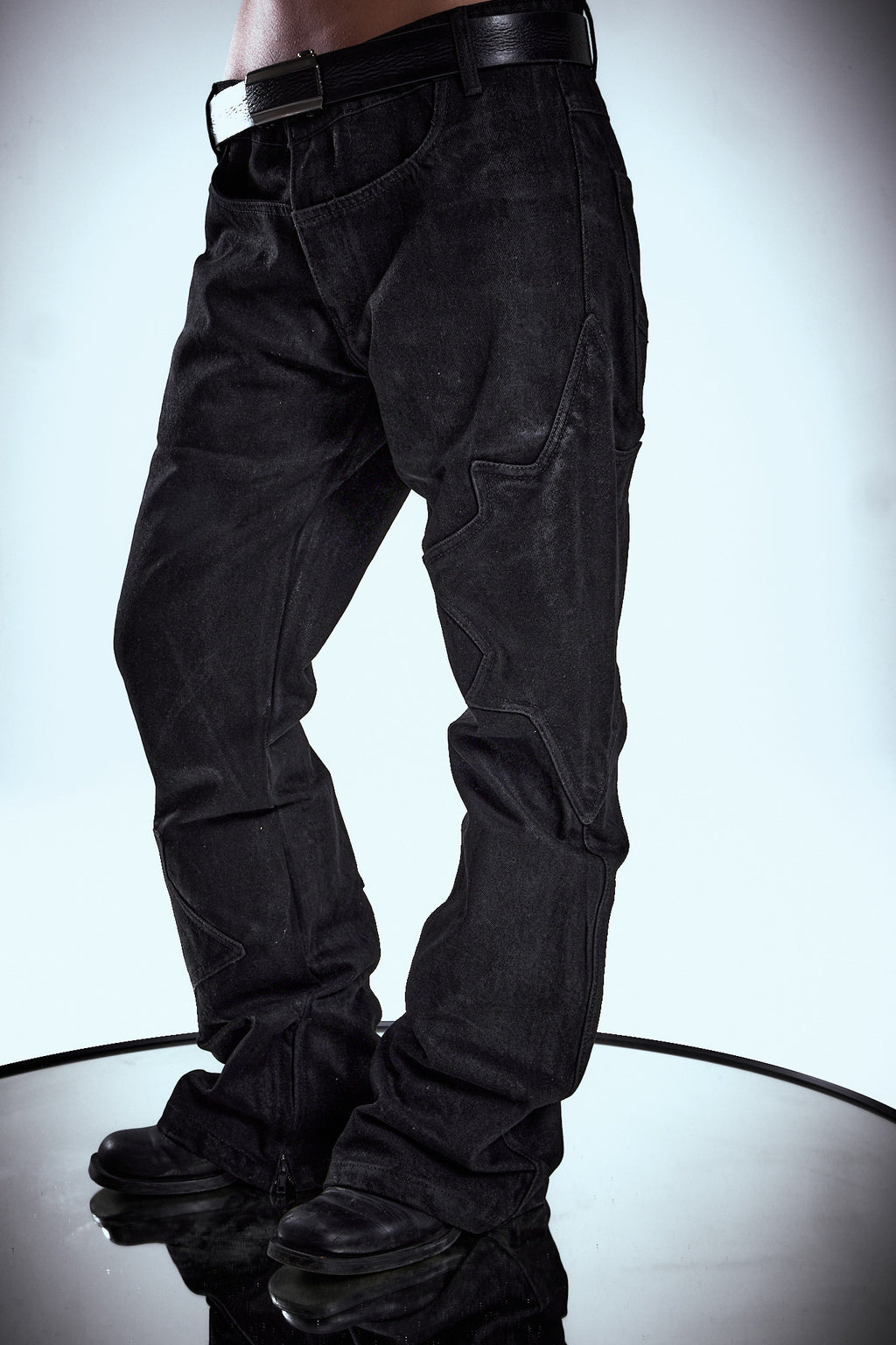Black On Black Wax Denim Pants