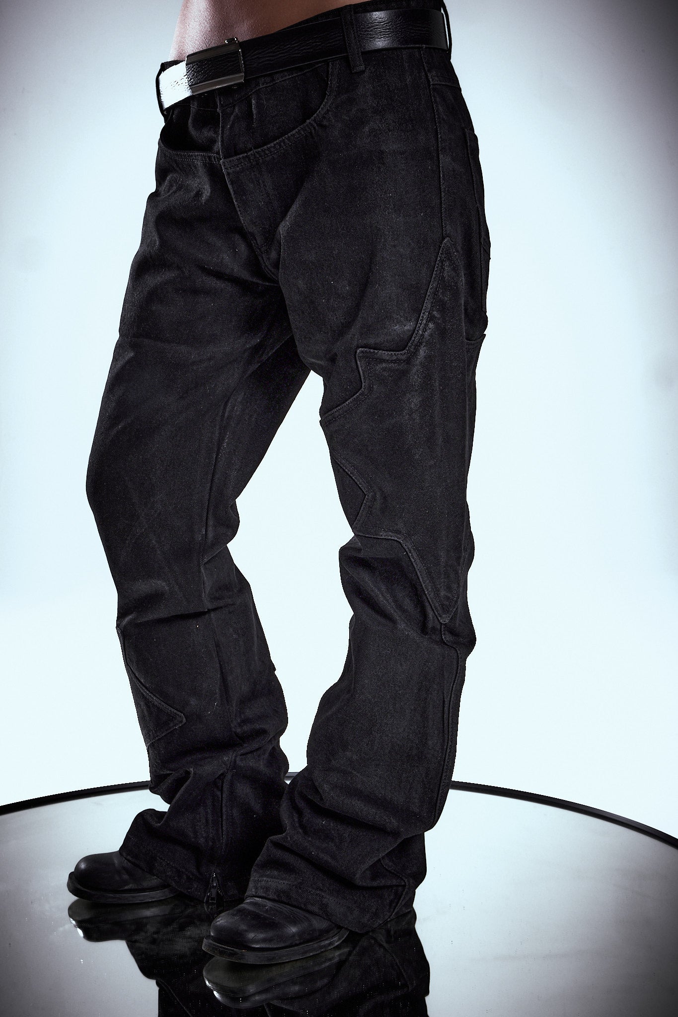 Black On Black Wax Denim Pants