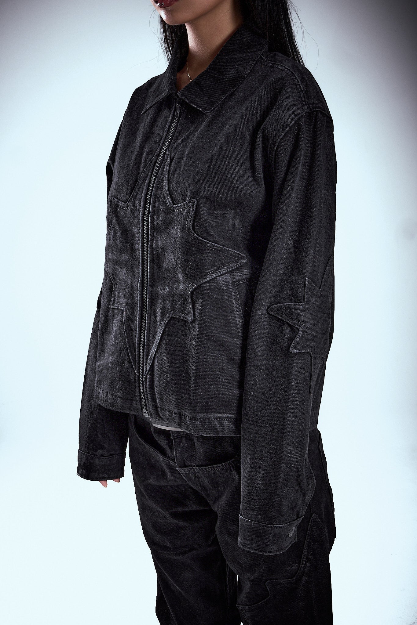 Black On Black Wax Denim Jacket