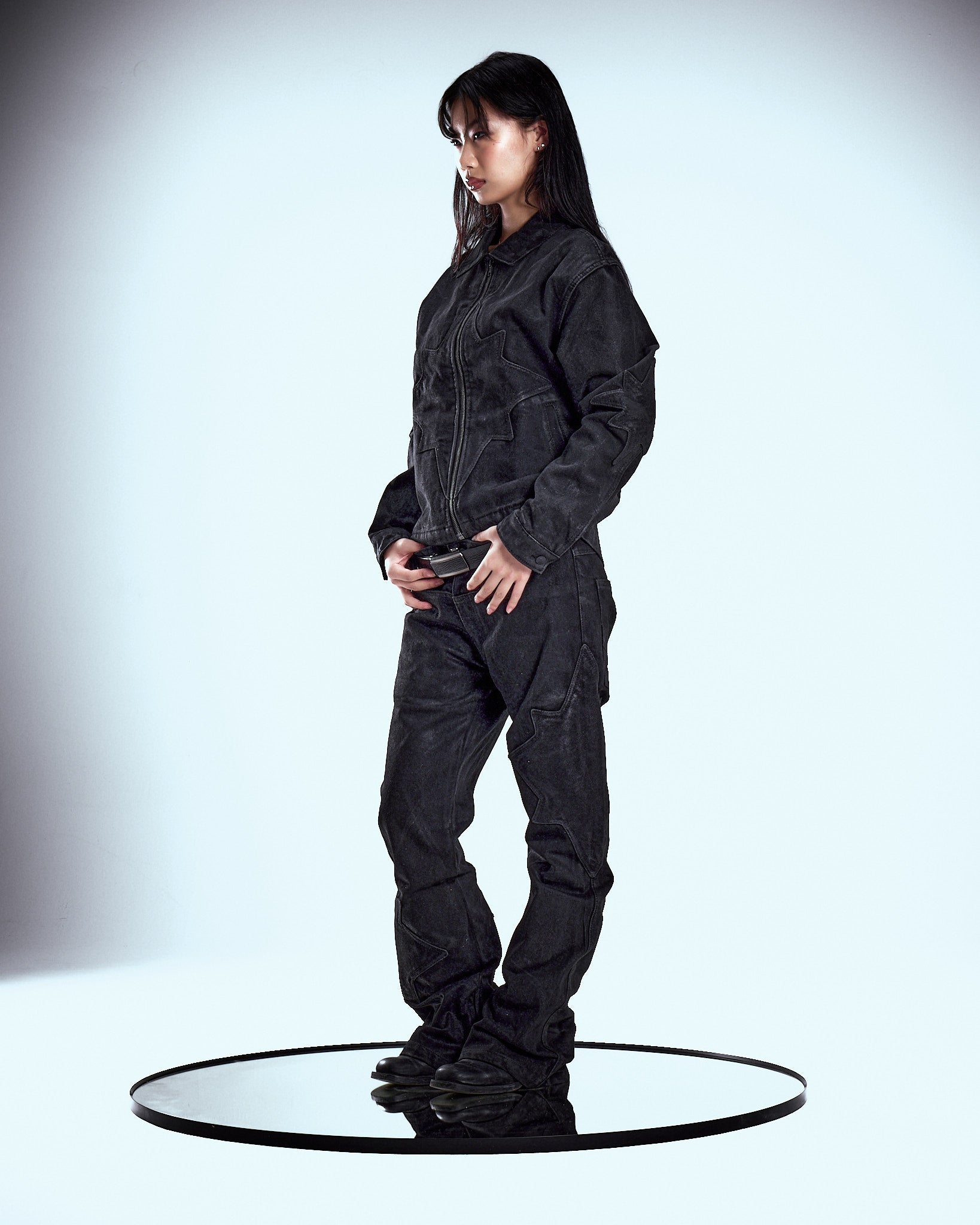 Black On Black Wax Denim Pants