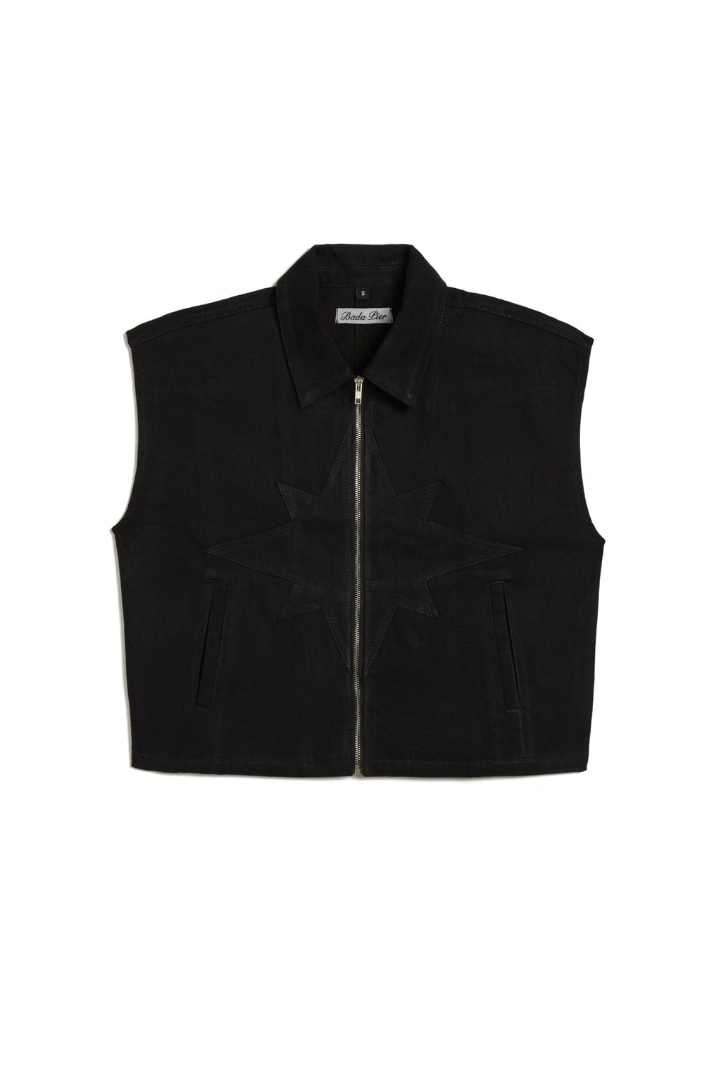 Black on Black Wax Denim Vest