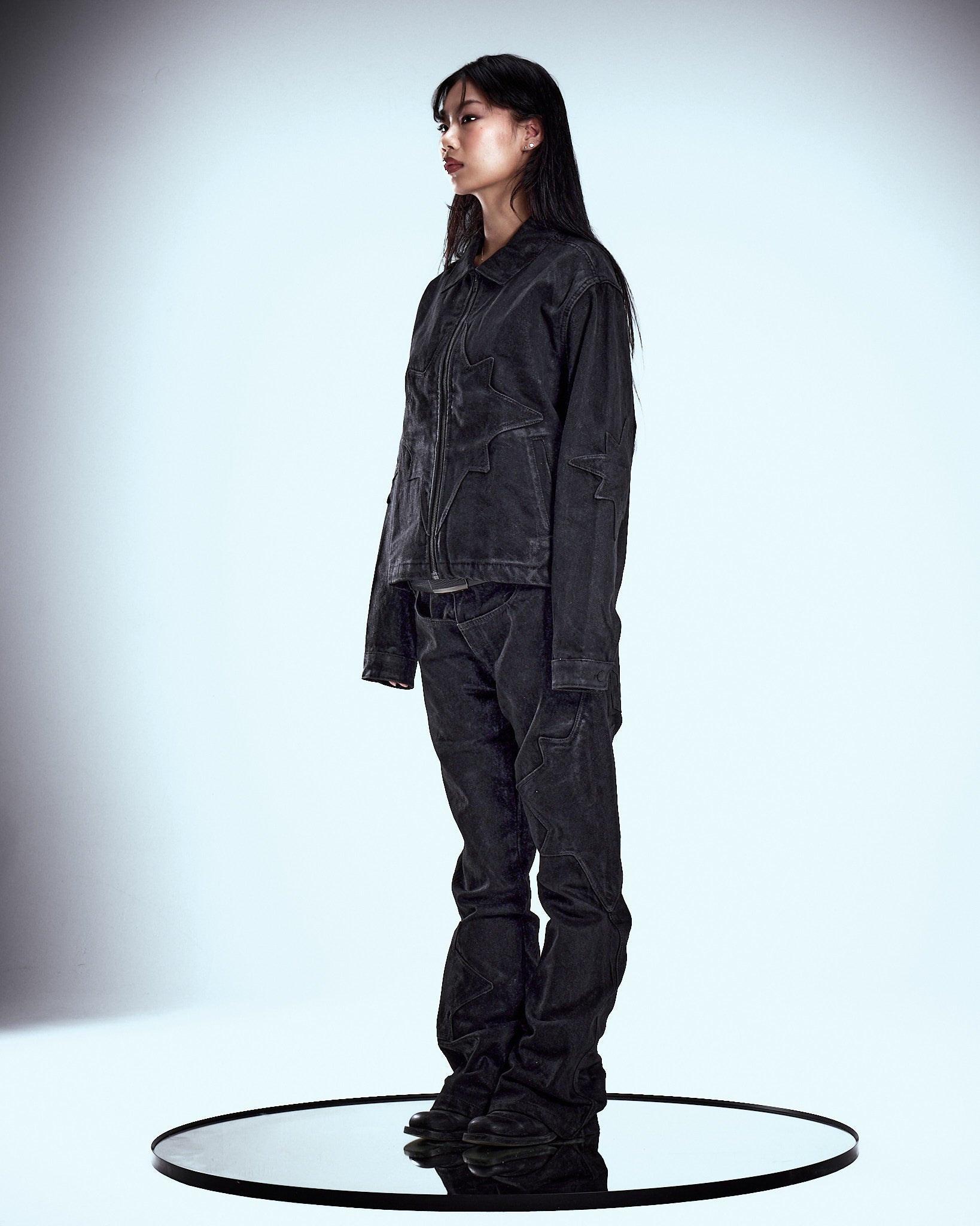 Black On Black Wax Denim Jacket